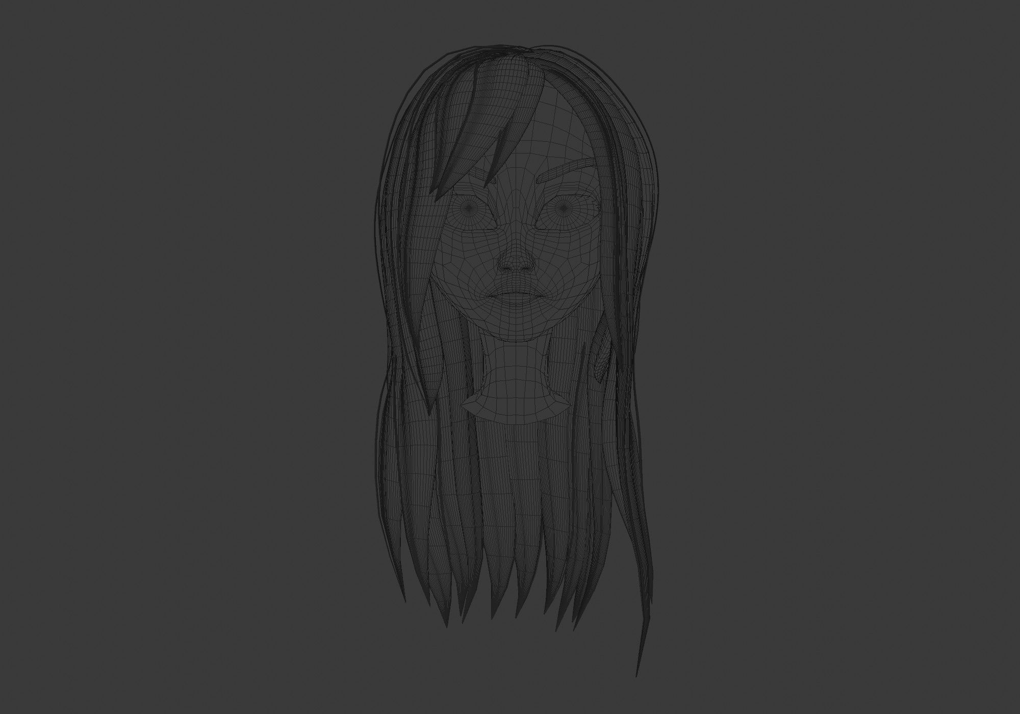 female straight hairstyle 3D model_5