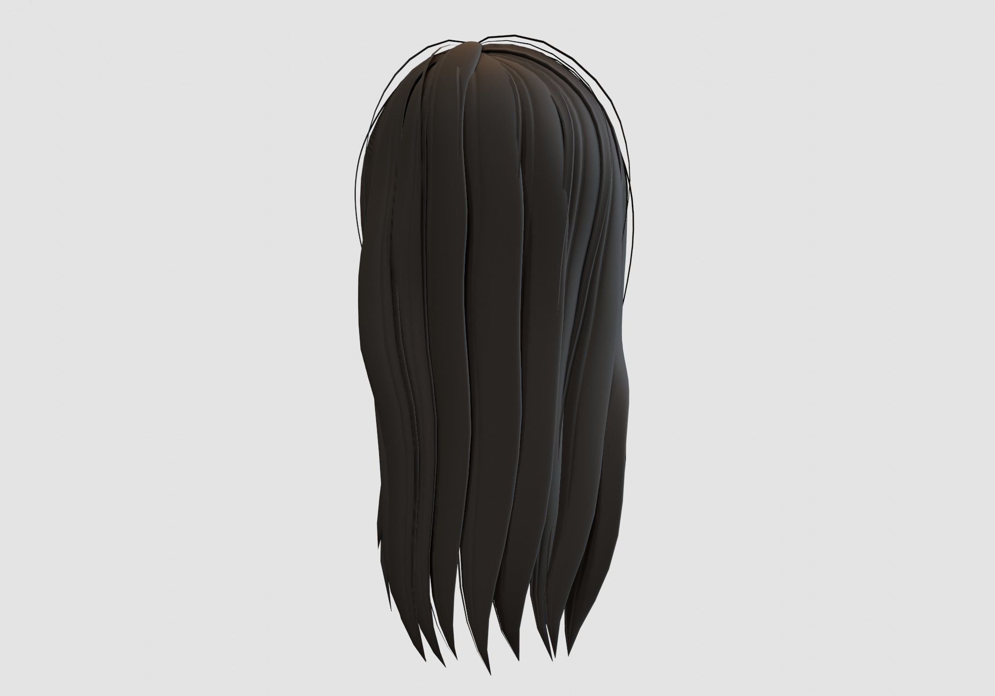 female straight hairstyle 3D model_4