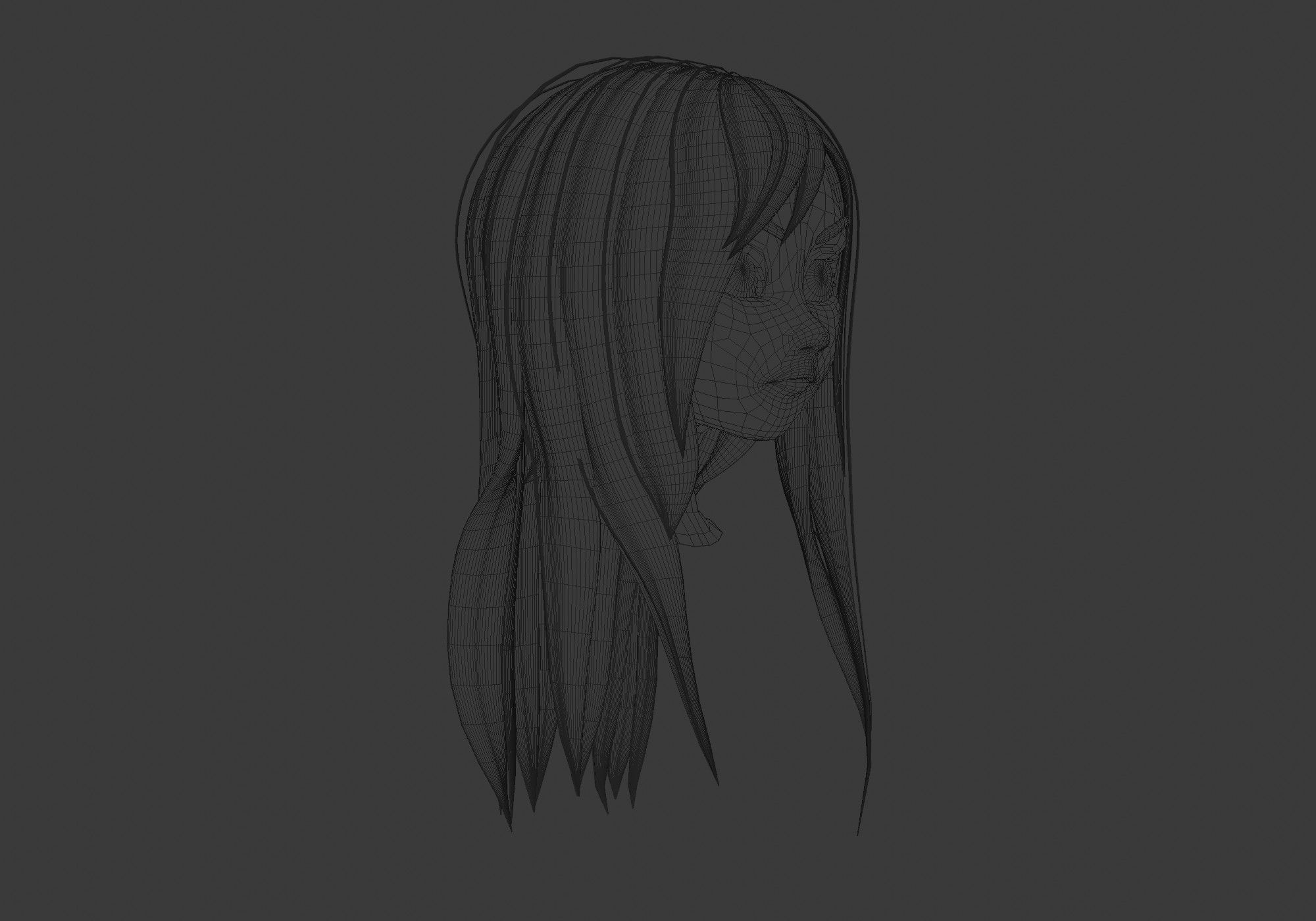 female straight hairstyle 3D model_6