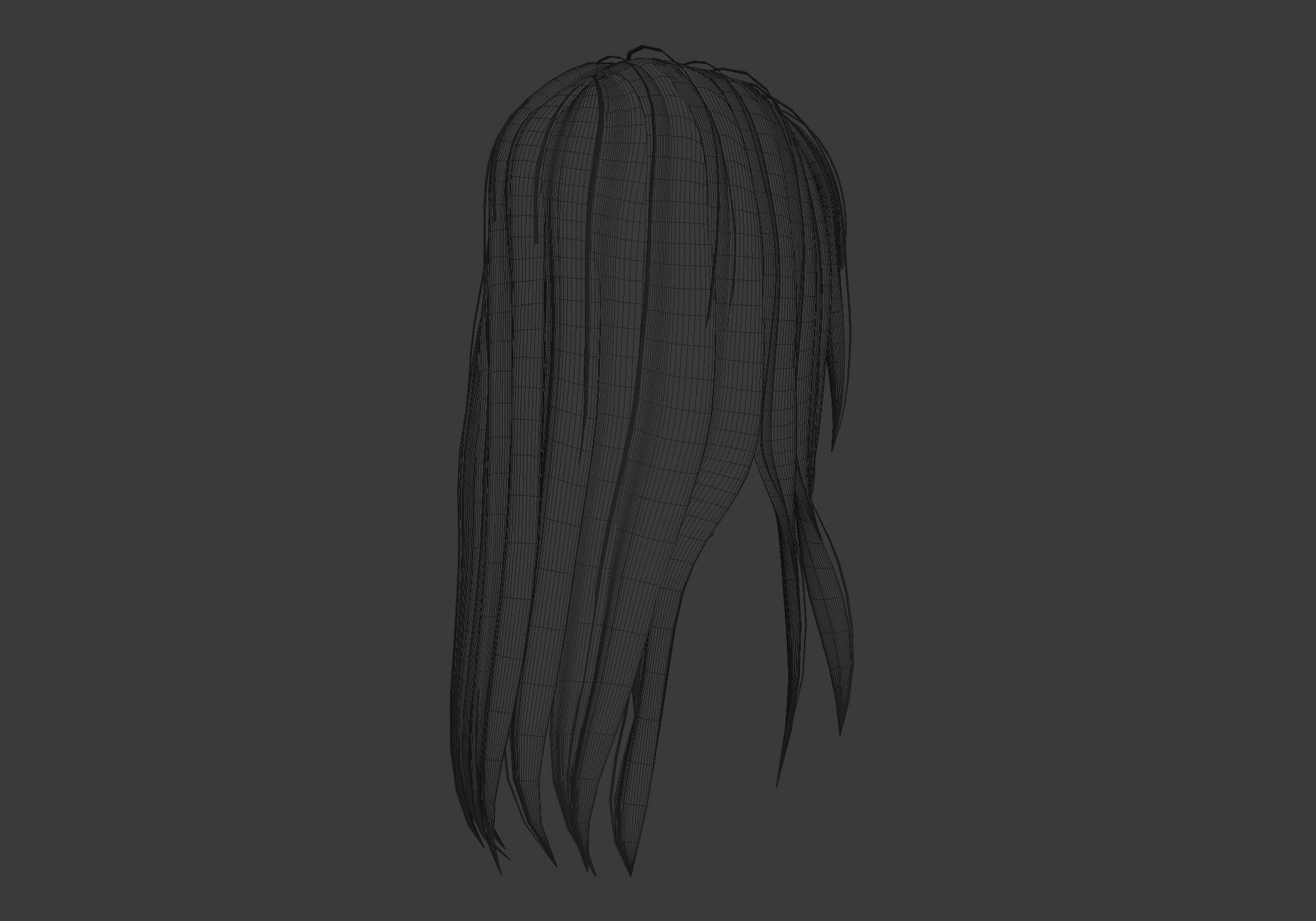 female straight hairstyle 3D model_8