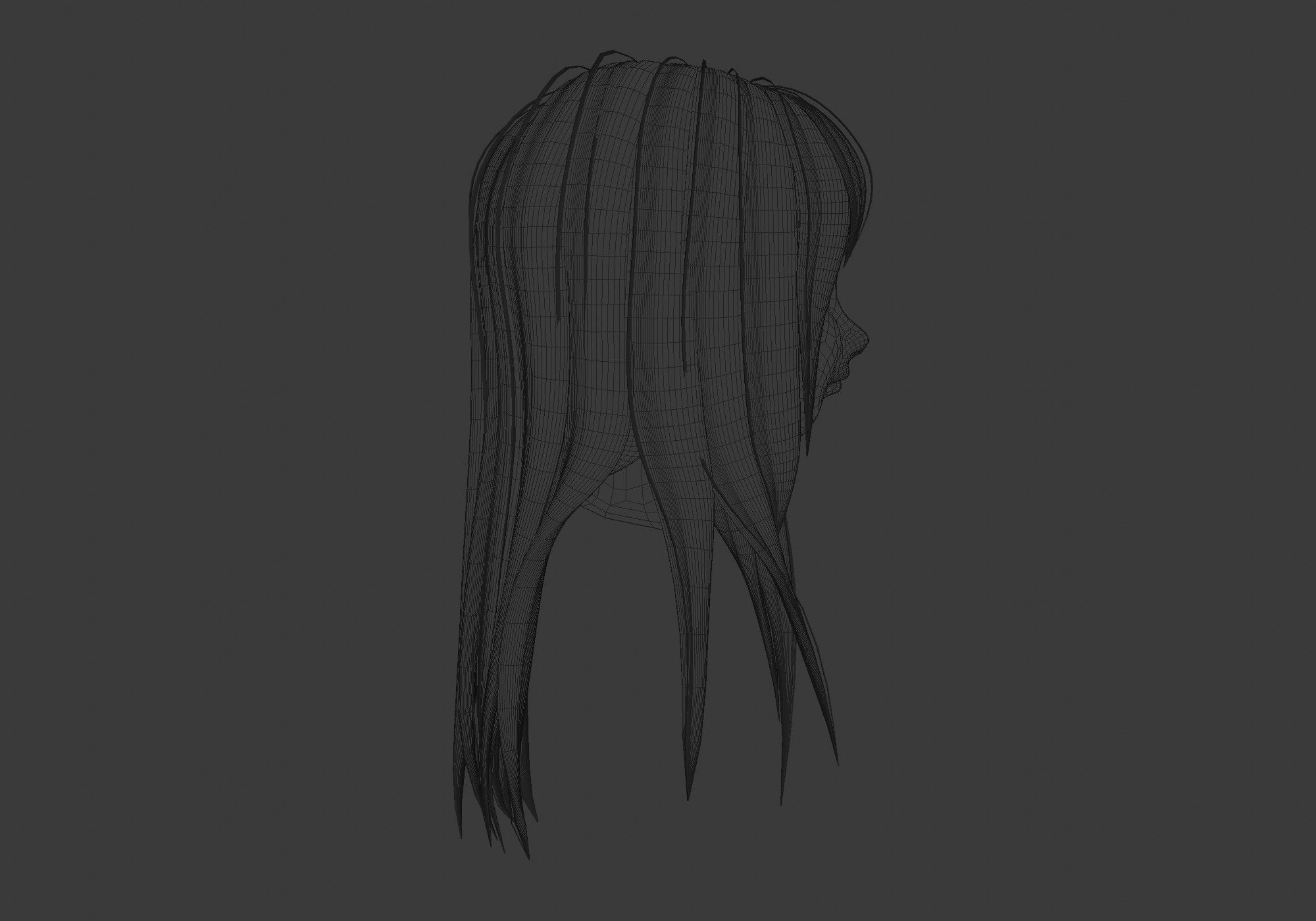 female straight hairstyle 3D model_7