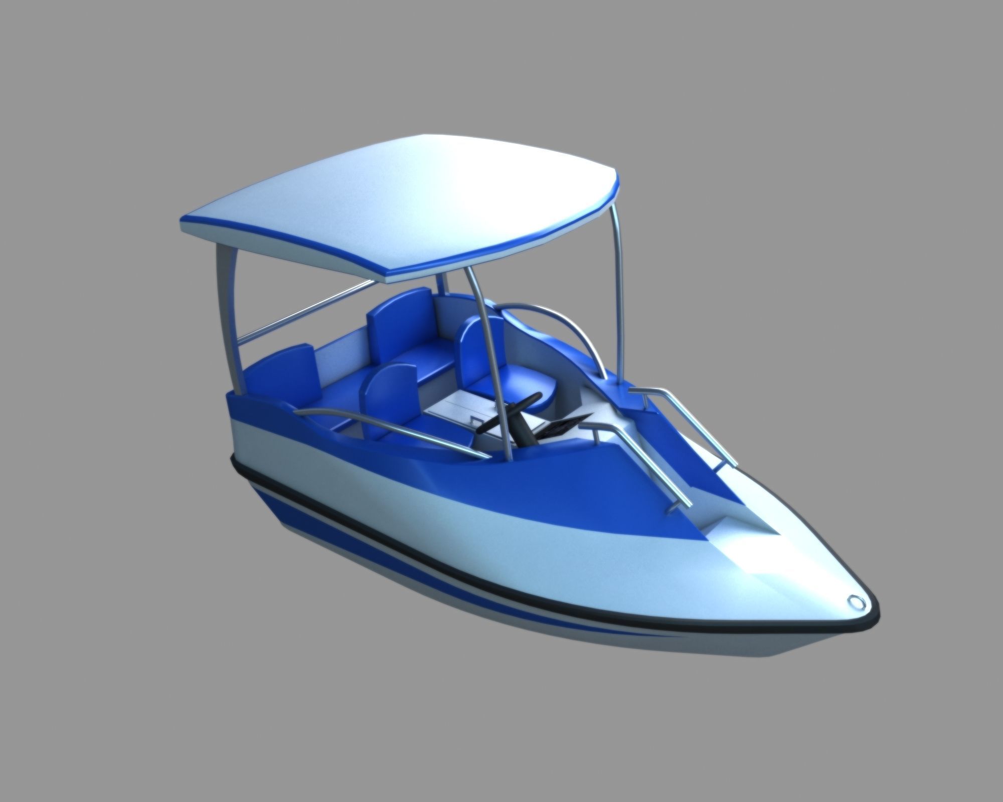 Electric Boat Low-poly 3D model_2
