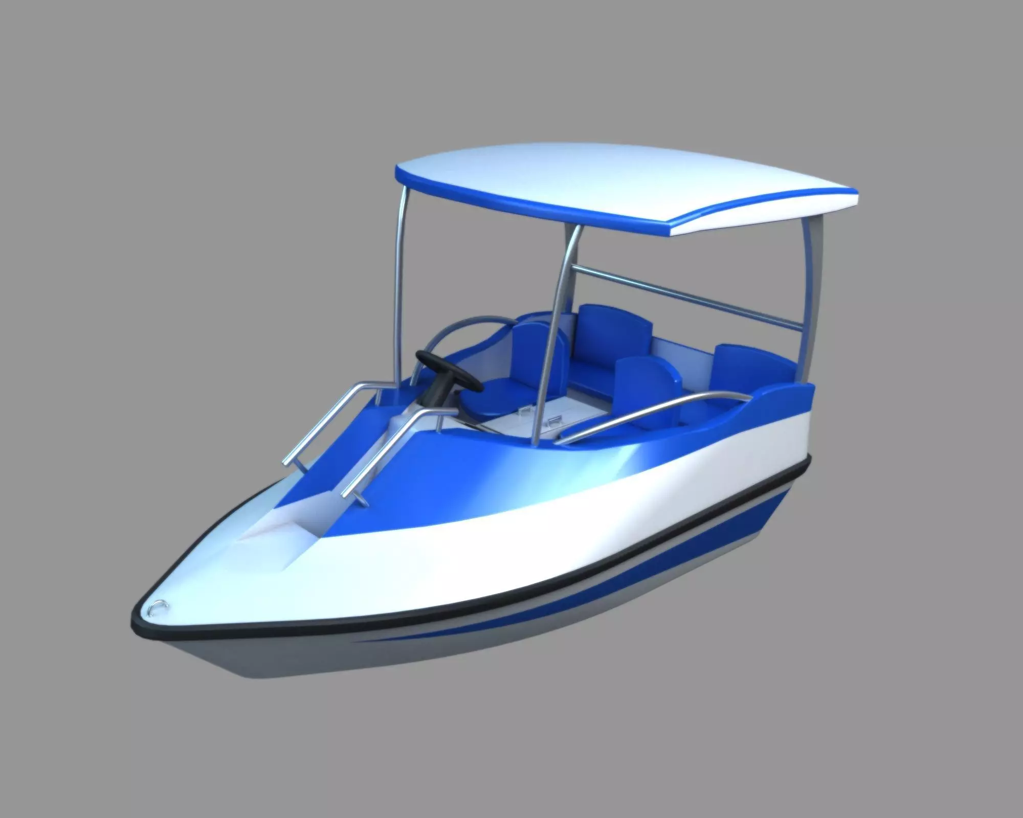 Electric Boat Low-poly 3D model_0