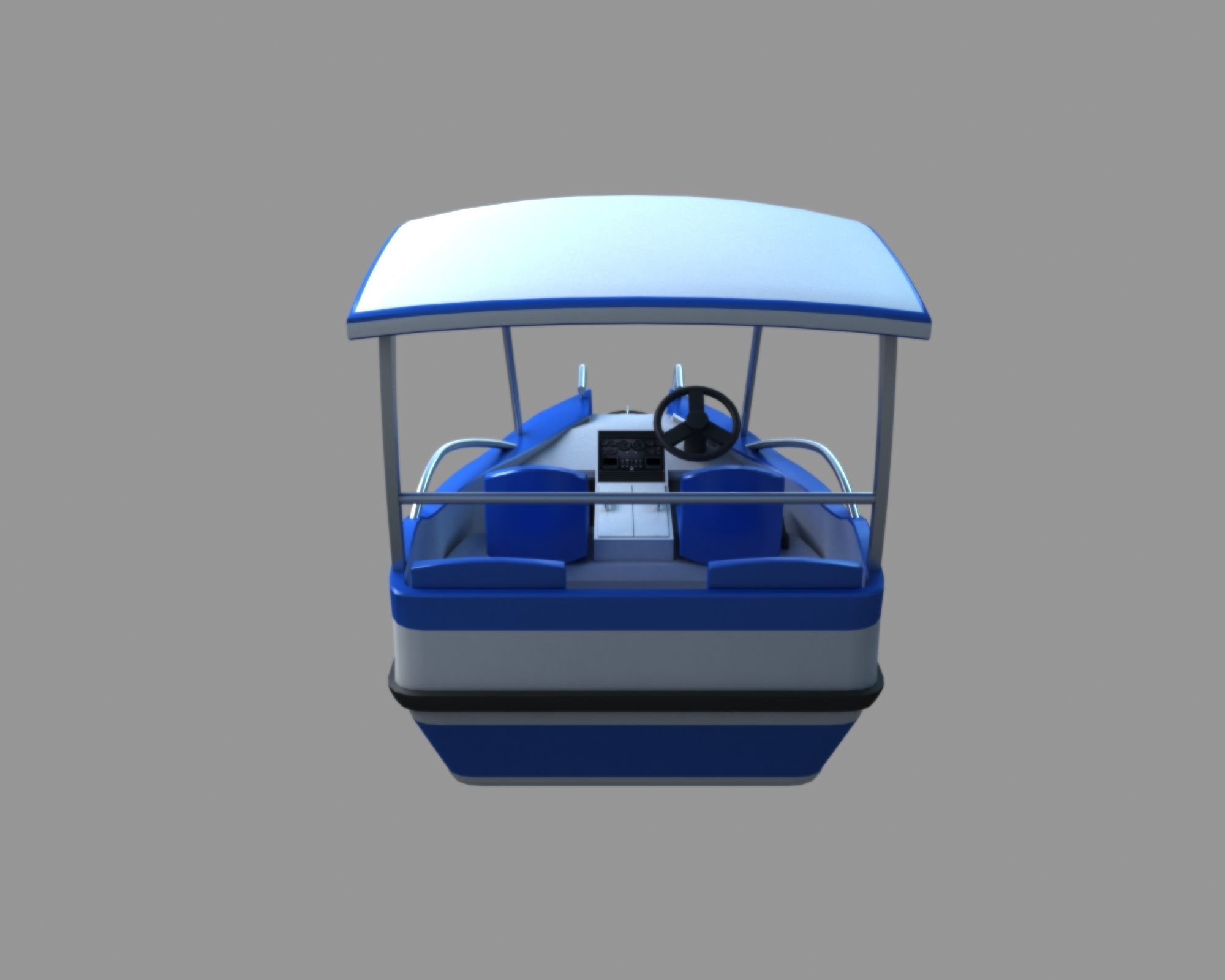Electric Boat Low-poly 3D model_4
