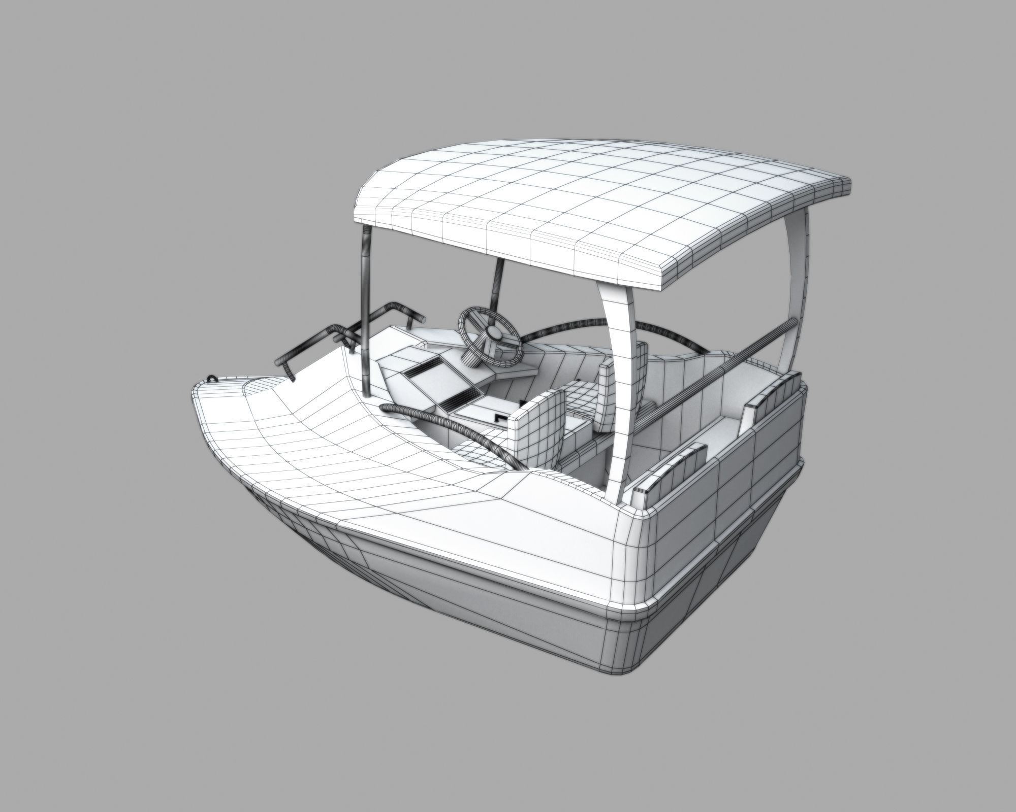 Electric Boat Low-poly 3D model_5