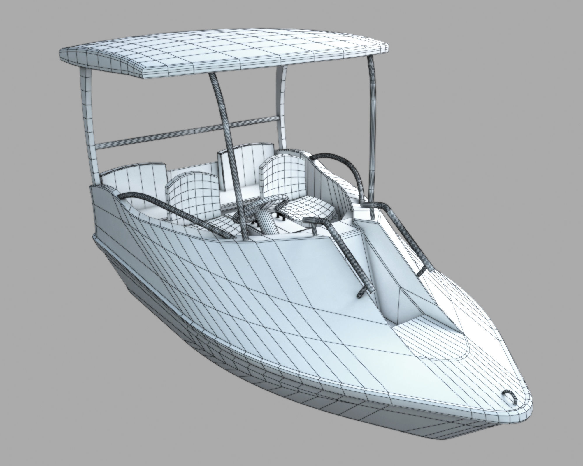 Electric Boat Low-poly 3D model_6