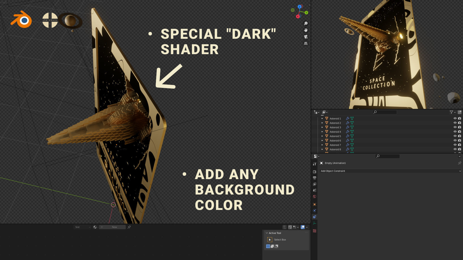 NFT Galaxy collectible card template for Blender 3D model_3