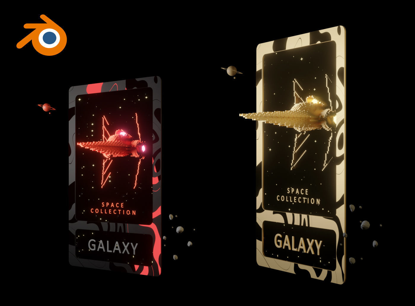 NFT Galaxy collectible card template for Blender 3D model_5