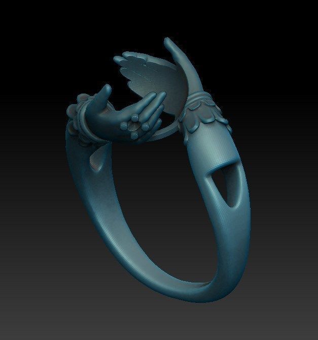 womens ring with stones 3D print model_3