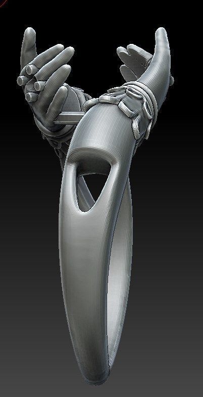 womens ring with stones 3D print model_5