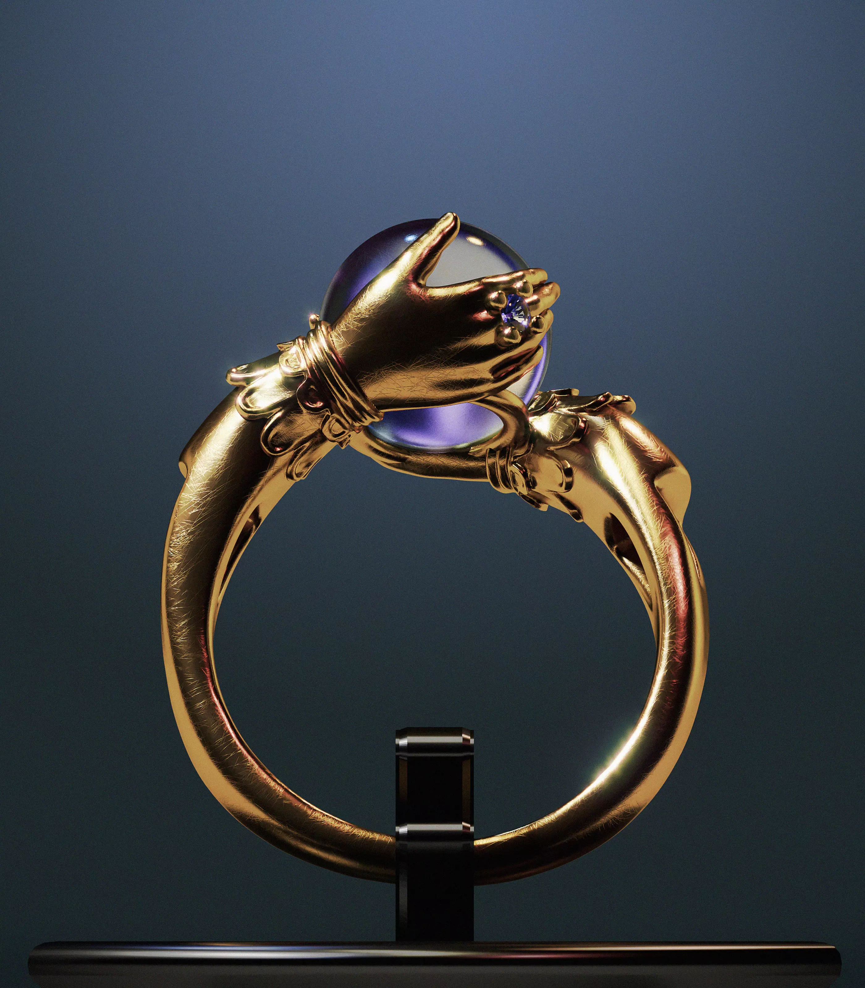 womens ring with stones 3D print model_0