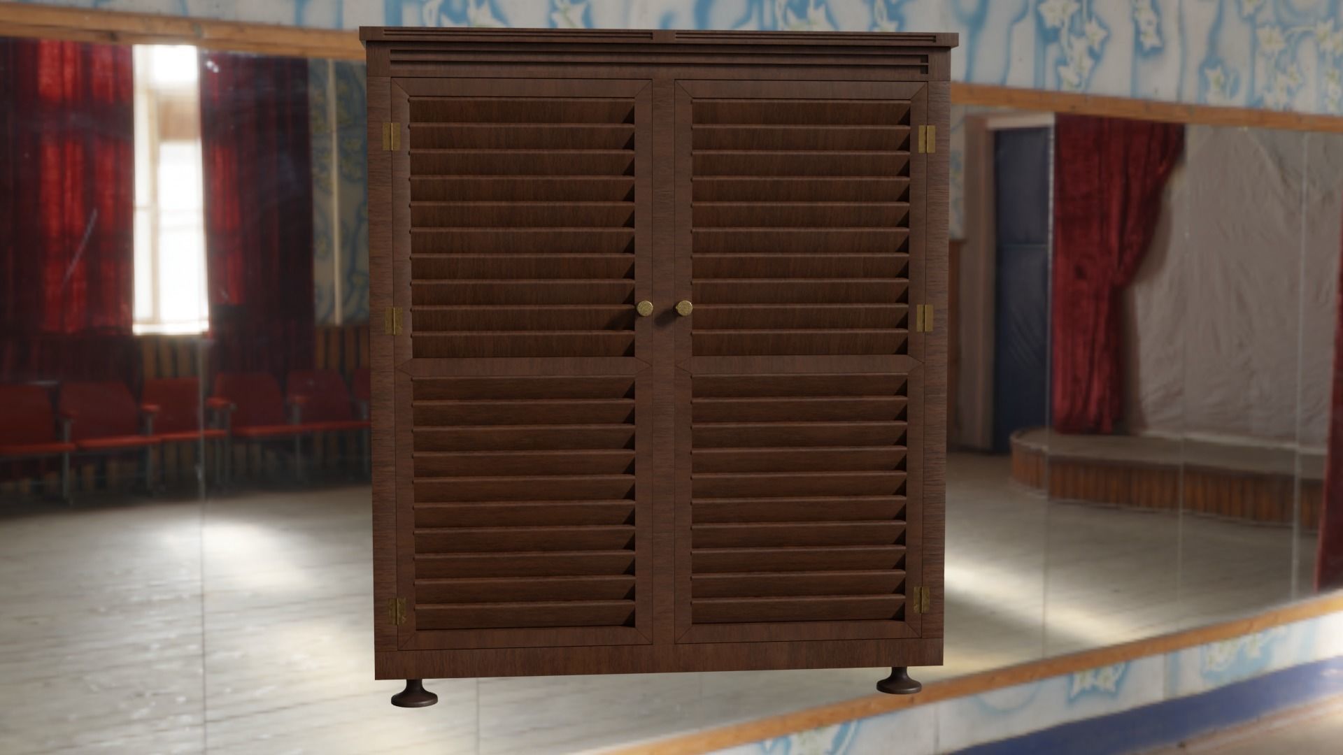 Cabinet with doors 3D model_1