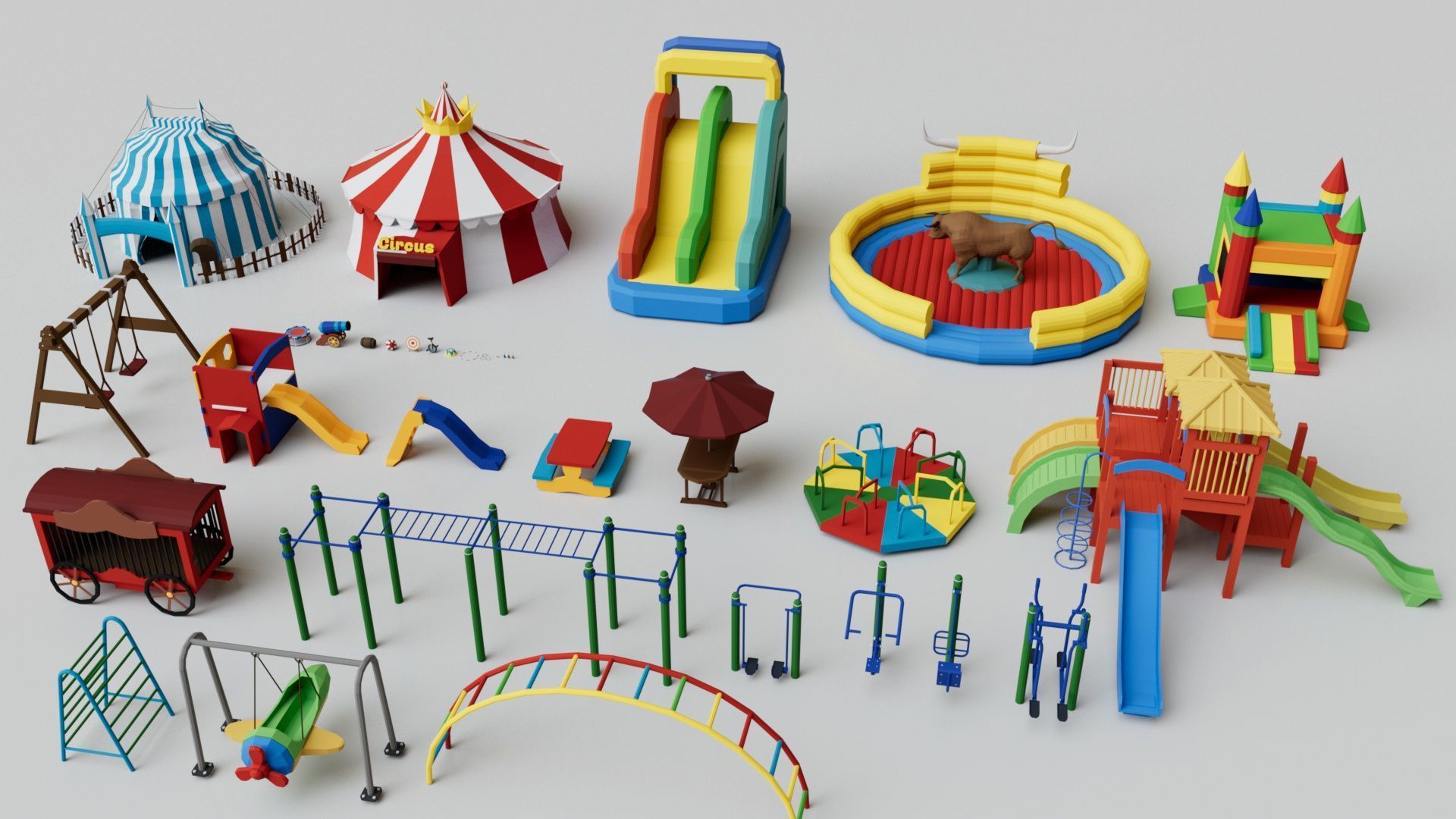 500 Realistic Exterior City Street Props Pack Collection Low-poly 3D model_9