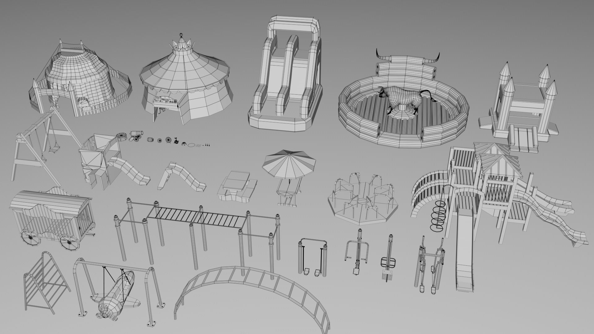 500 Realistic Exterior City Street Props Pack Collection Low-poly 3D model_10