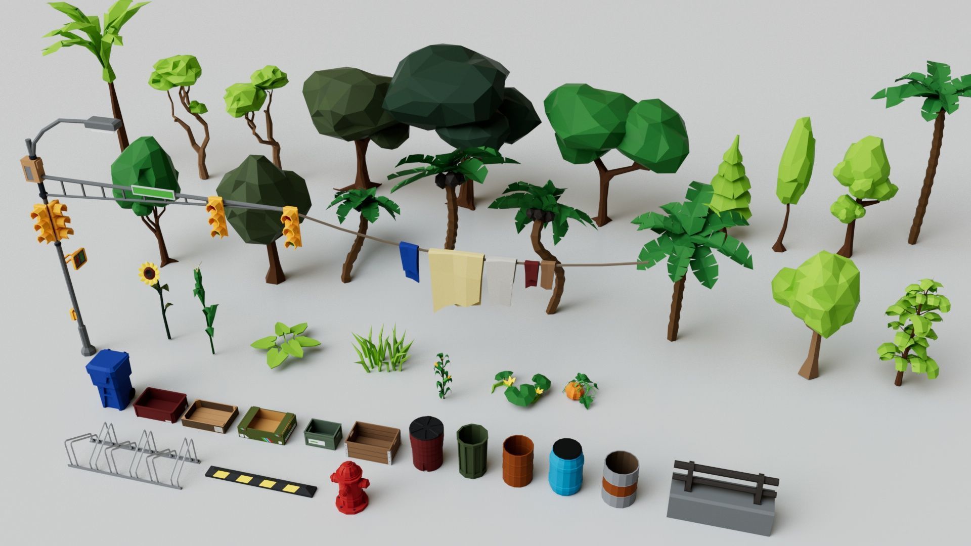 500 Realistic Exterior City Street Props Pack Collection Low-poly 3D model_19