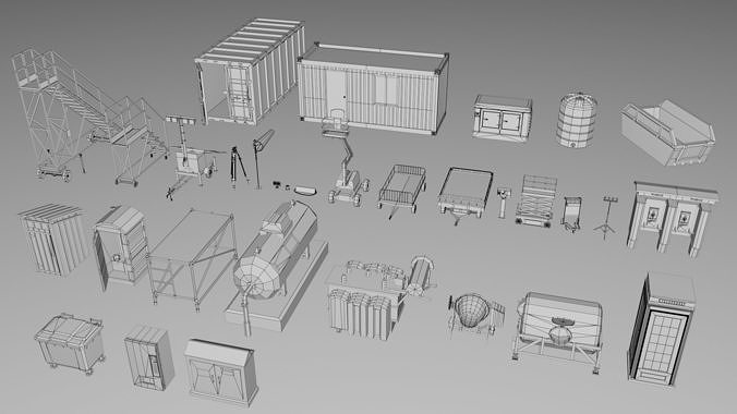 500 Realistic Exterior City Street Props Pack Collection Low-poly 3D model 5