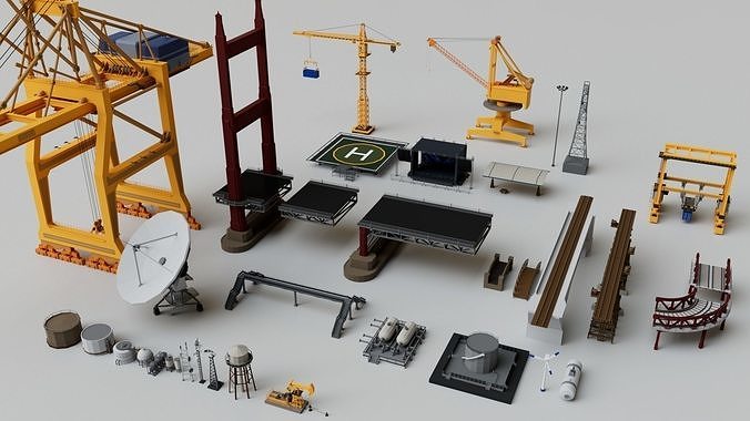500 Realistic Exterior City Street Props Pack Collection Low-poly 3D model 2
