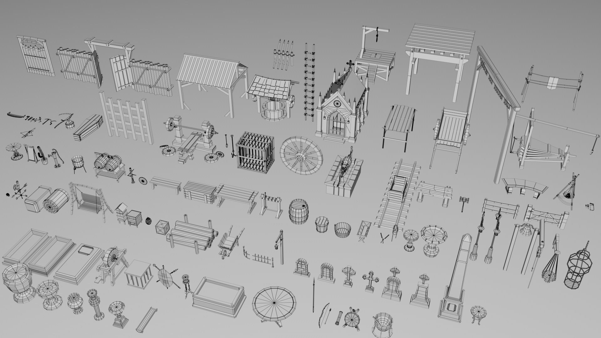 500 Realistic Exterior City Street Props Pack Collection Low-poly 3D model_14