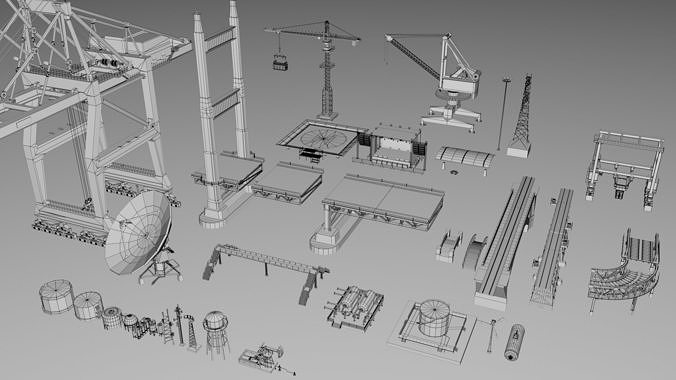 500 Realistic Exterior City Street Props Pack Collection Low-poly 3D model 3