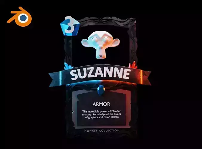 NFT GAME card template for Blender V2 3D model