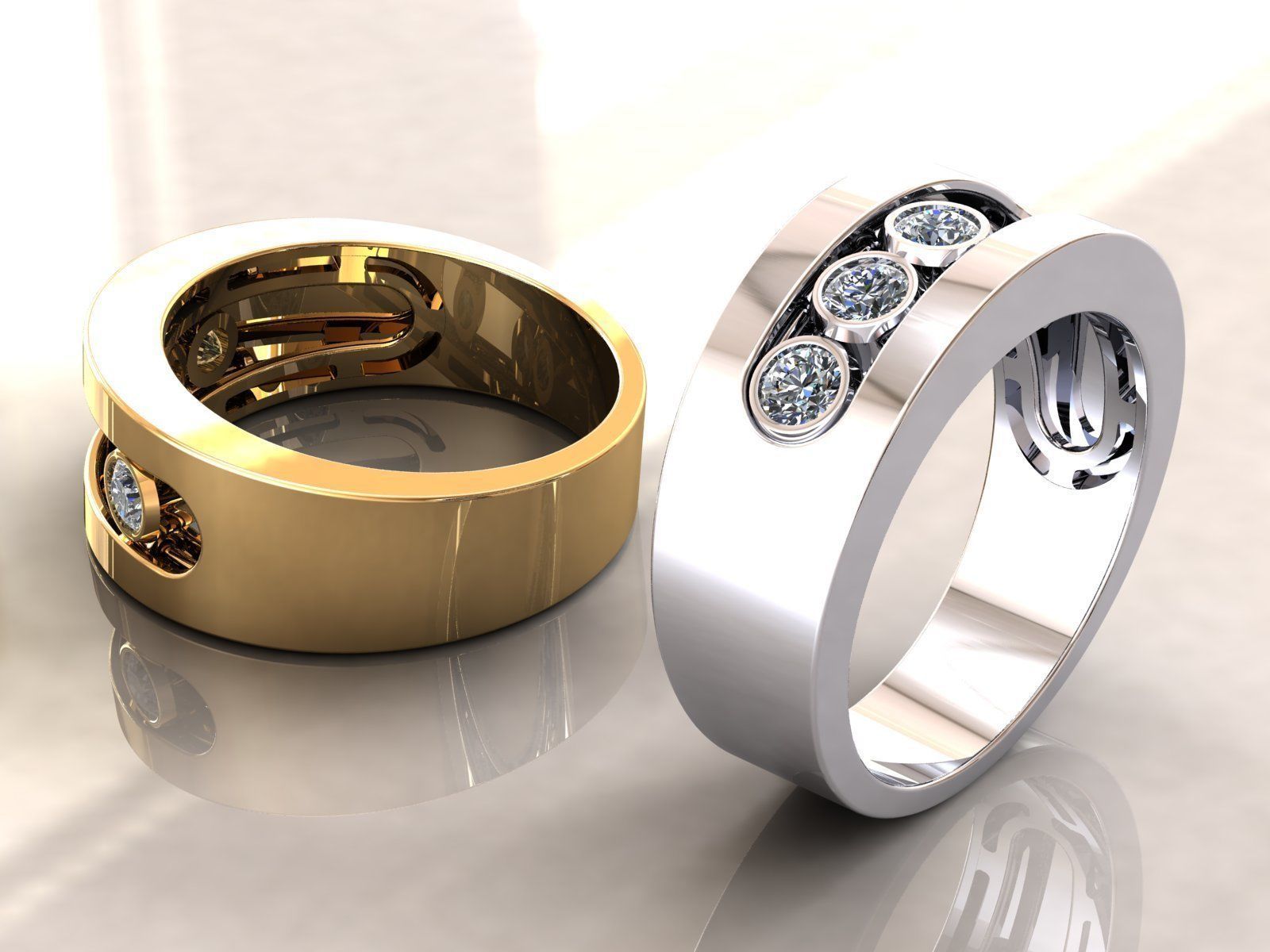 Band Ring Moveble Stones 3D print model_4