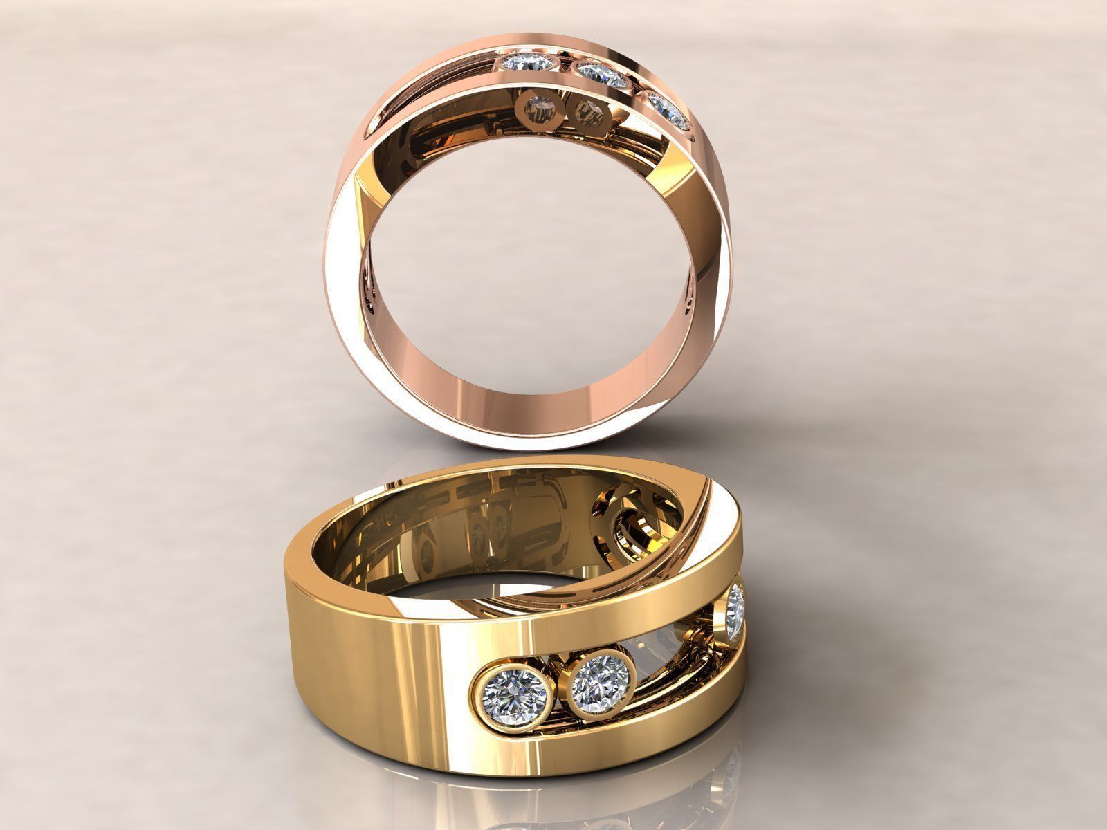 Band Ring Moveble Stones 3D print model_2