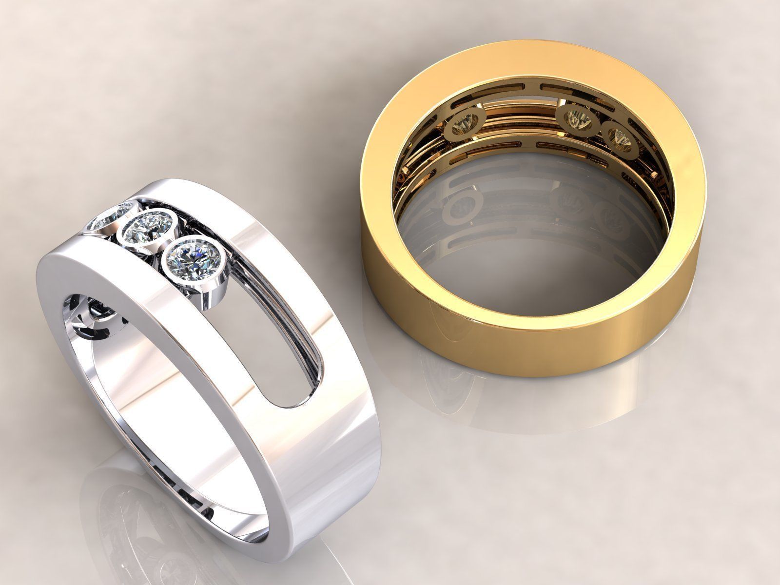 Band Ring Moveble Stones 3D print model_5