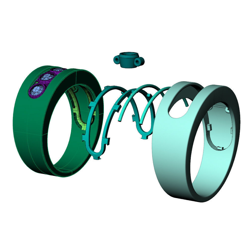 Band Ring Moveble Stones 3D print model_11