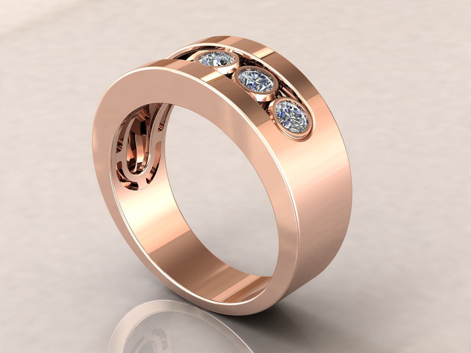 Band Ring Moveble Stones 3D print model_1