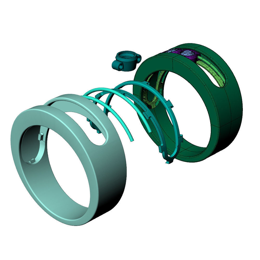 Band Ring Moveble Stones 3D print model_12