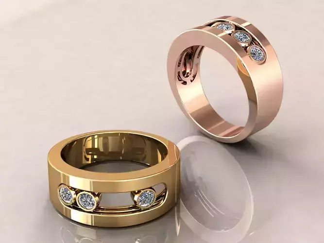 Band Ring Moveble Stones