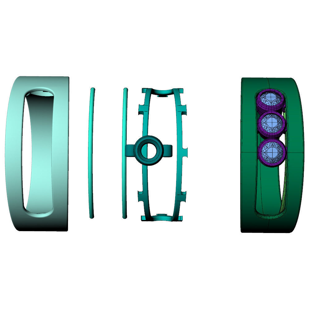 Band Ring Moveble Stones 3D print model_9