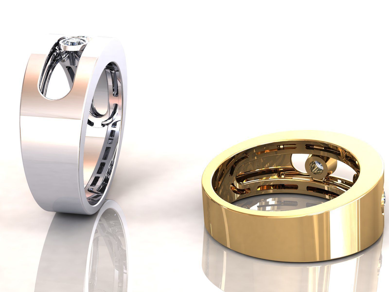 Band Ring Moveble Stones 3D print model_6