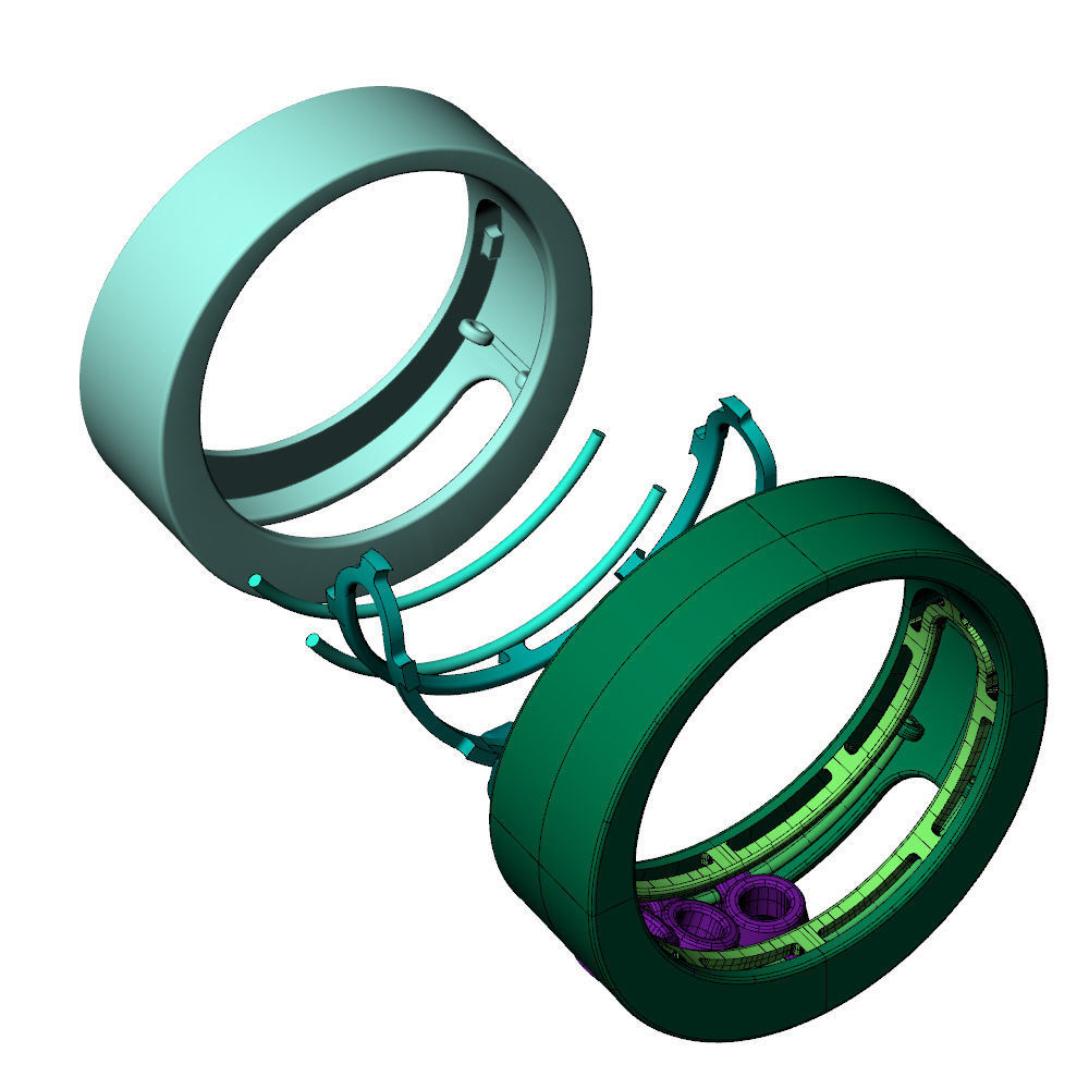 Band Ring Moveble Stones 3D print model_13