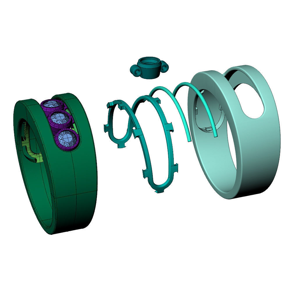 Band Ring Moveble Stones 3D print model_10