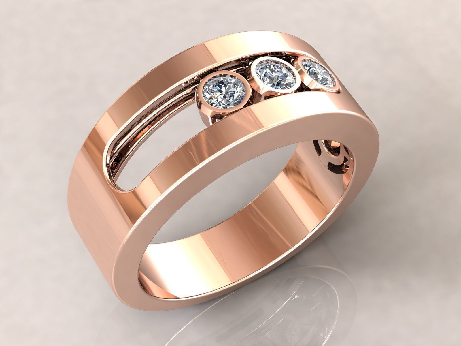 Band Ring Moveble Stones 3D print model_3