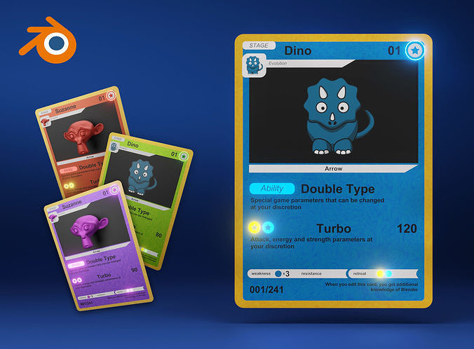 NFT GAME CARDS animated templates for Blender with materials 3D model