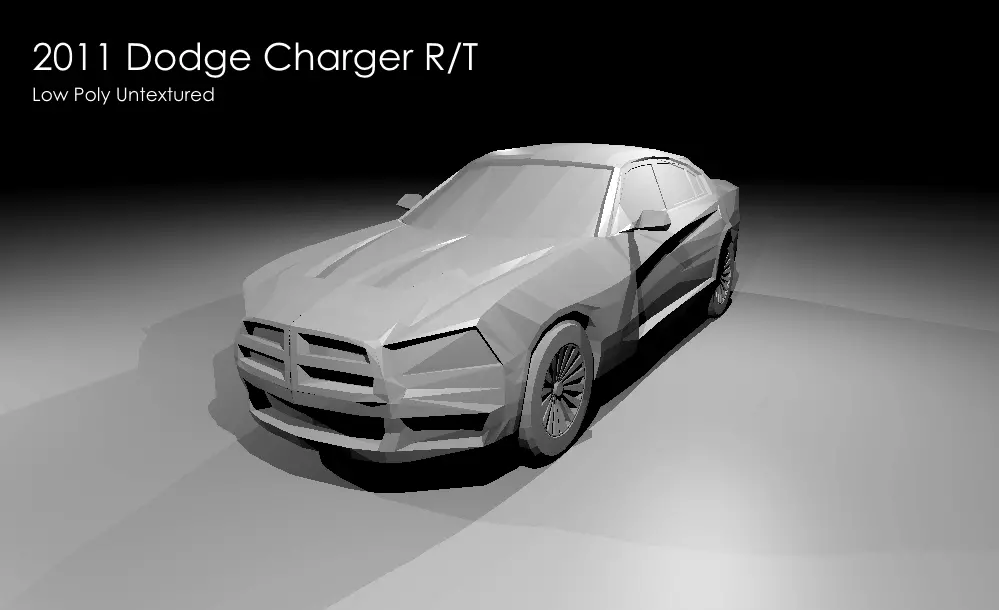2011 Dodge Charger RT Low Poly Low-poly 3D model