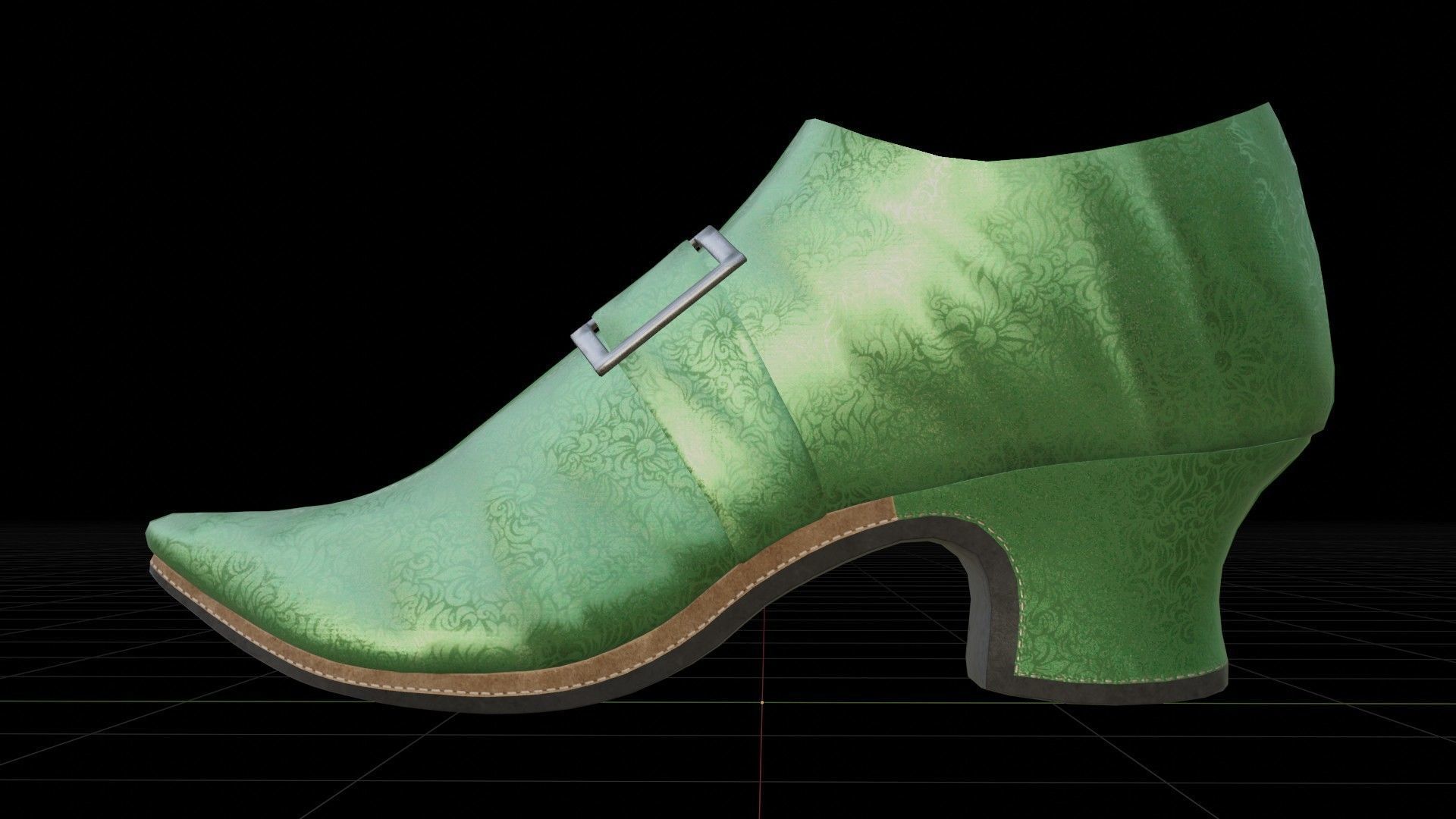 Low-poly rococo styled shoe Free low-poly 3D model_3