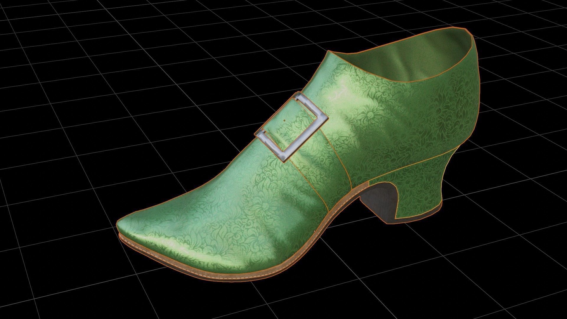 Low-poly rococo styled shoe Free low-poly 3D model_7