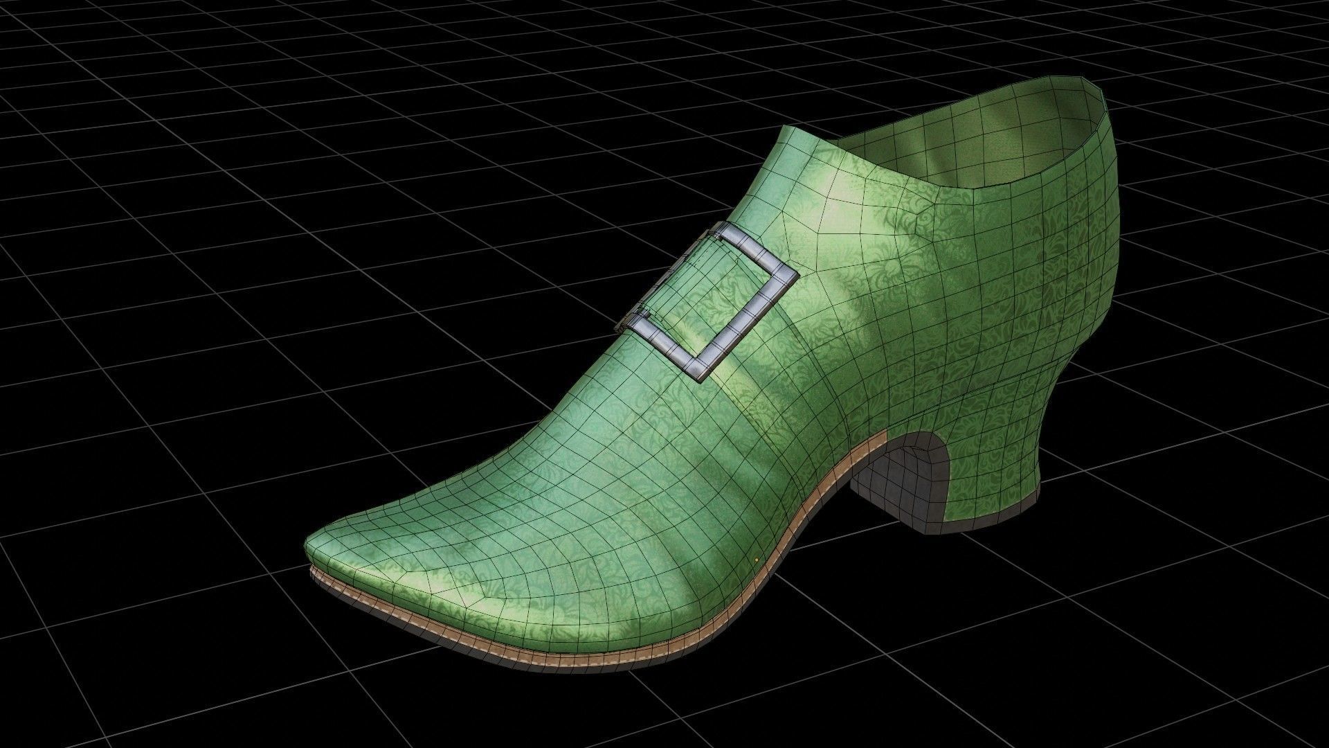 Low-poly rococo styled shoe Free low-poly 3D model_6