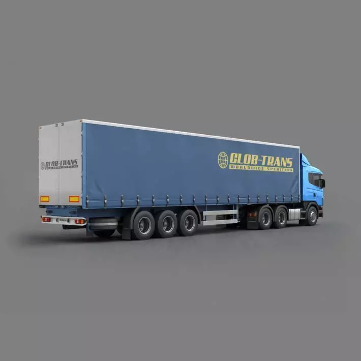 Blue Glob Trans Semi Truck 3D model_0