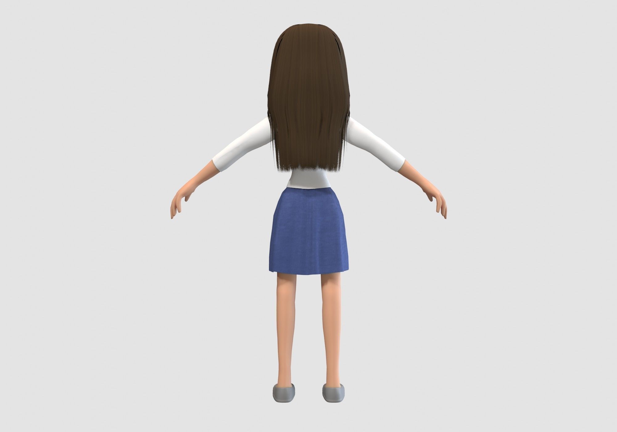 basic cartoon girl  3D model_3