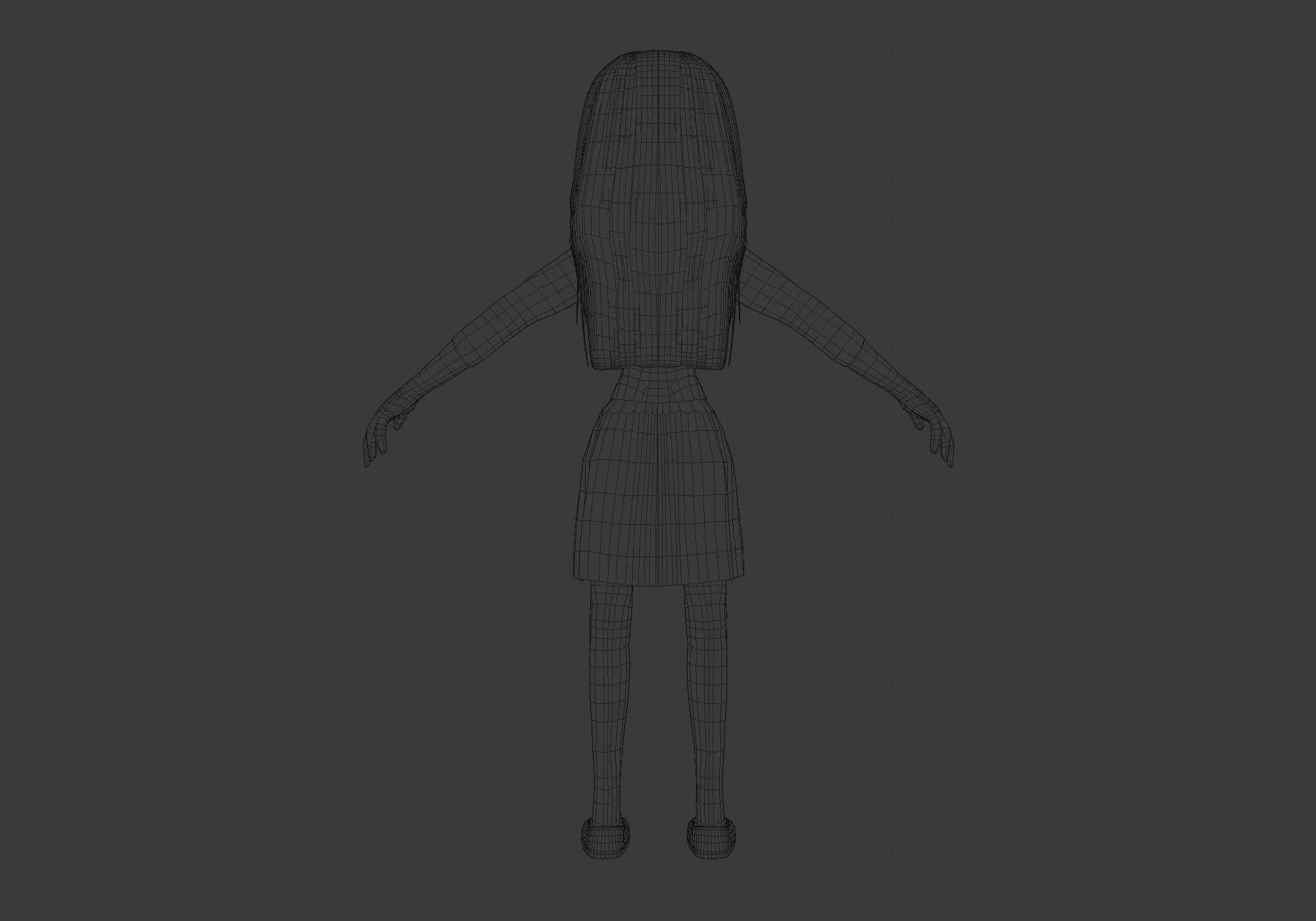 basic cartoon girl  3D model_8