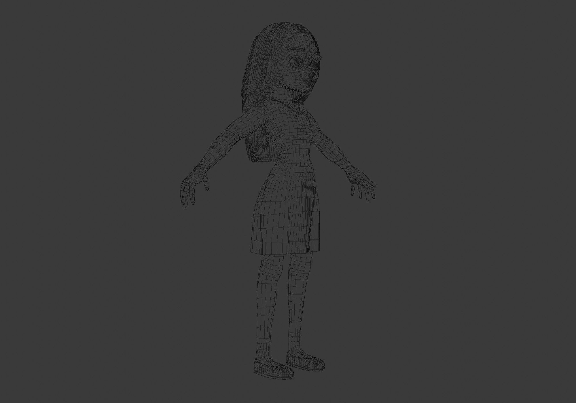 basic cartoon girl  3D model_6