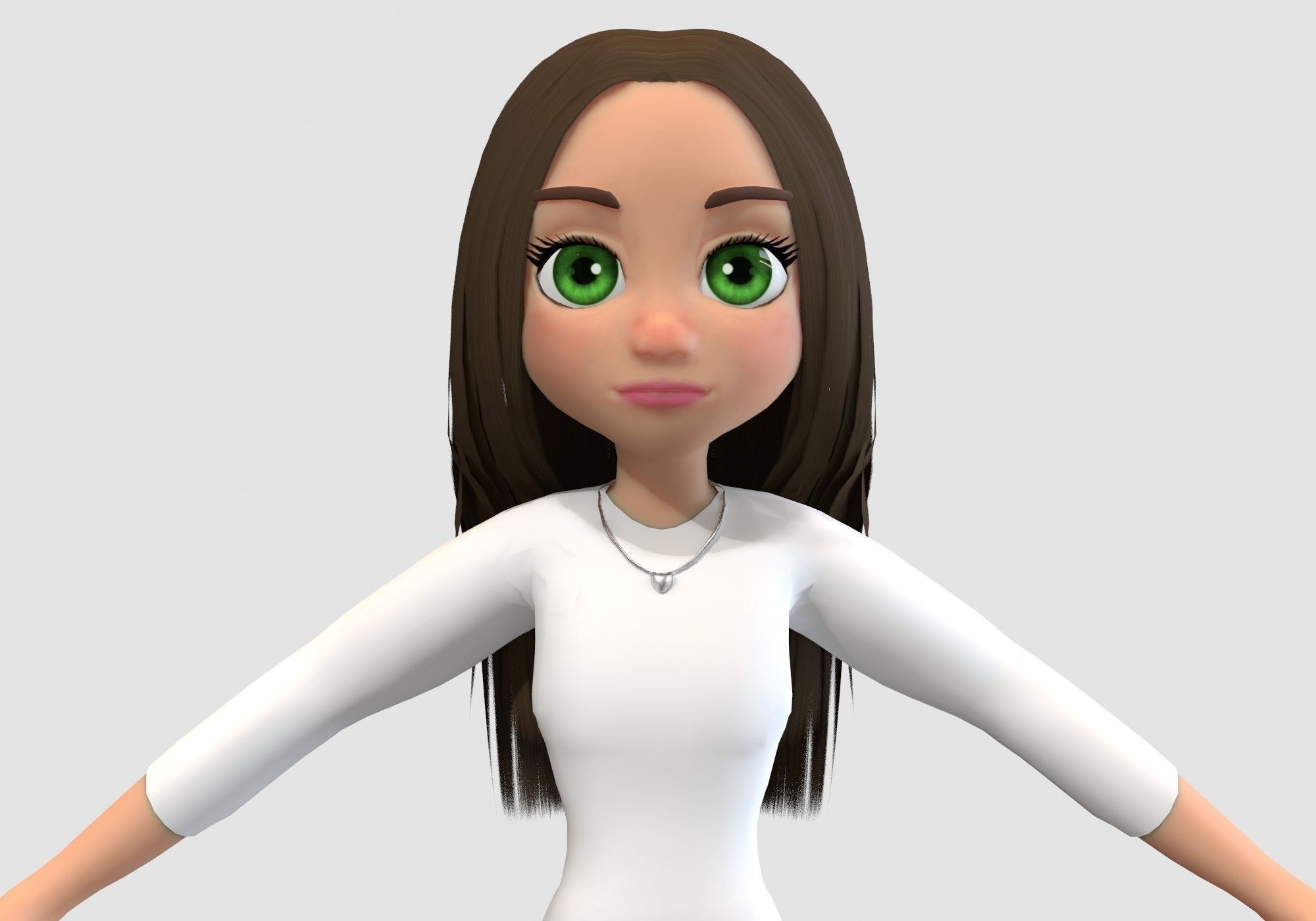basic cartoon girl  3D model_4