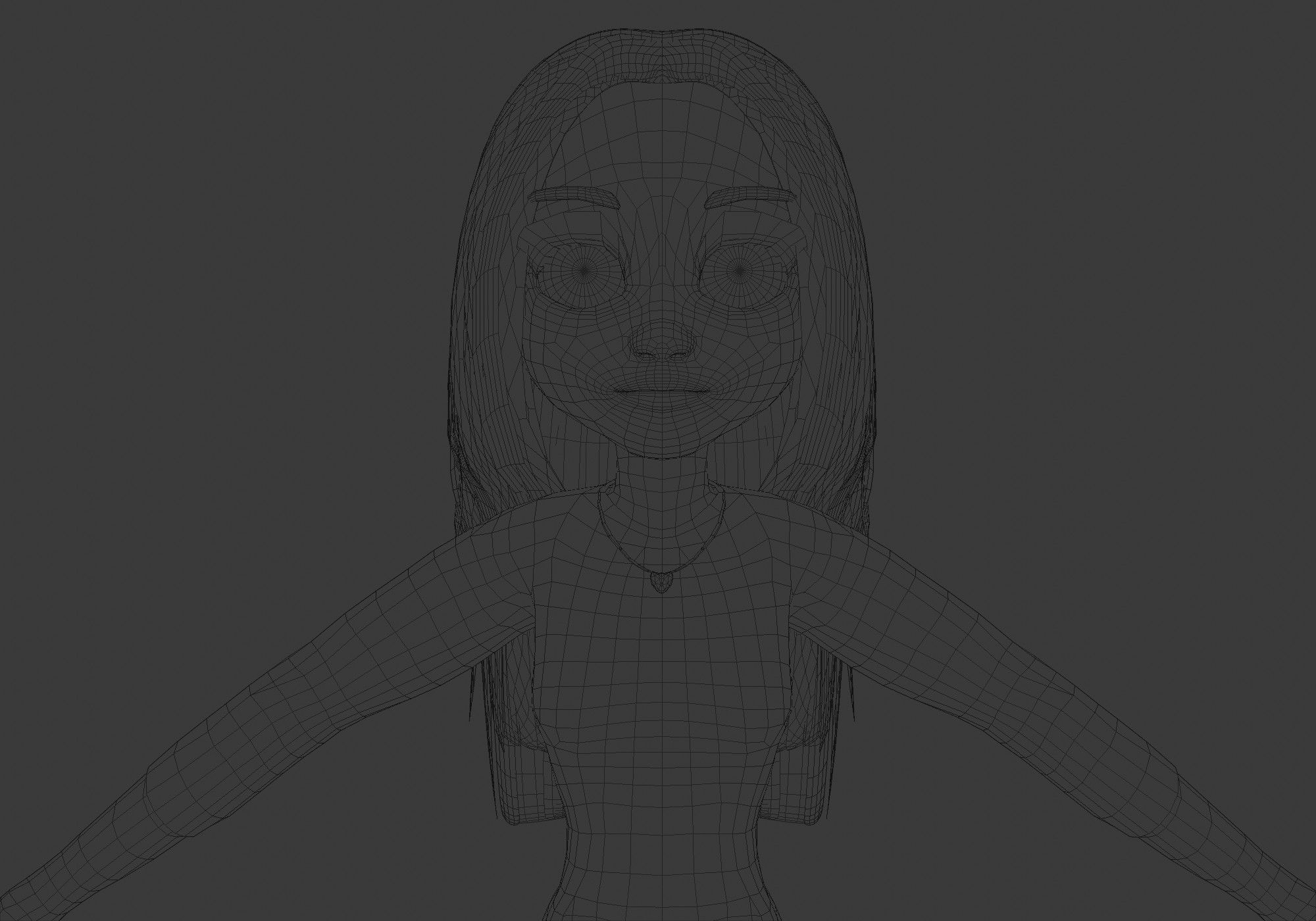 basic cartoon girl  3D model_9