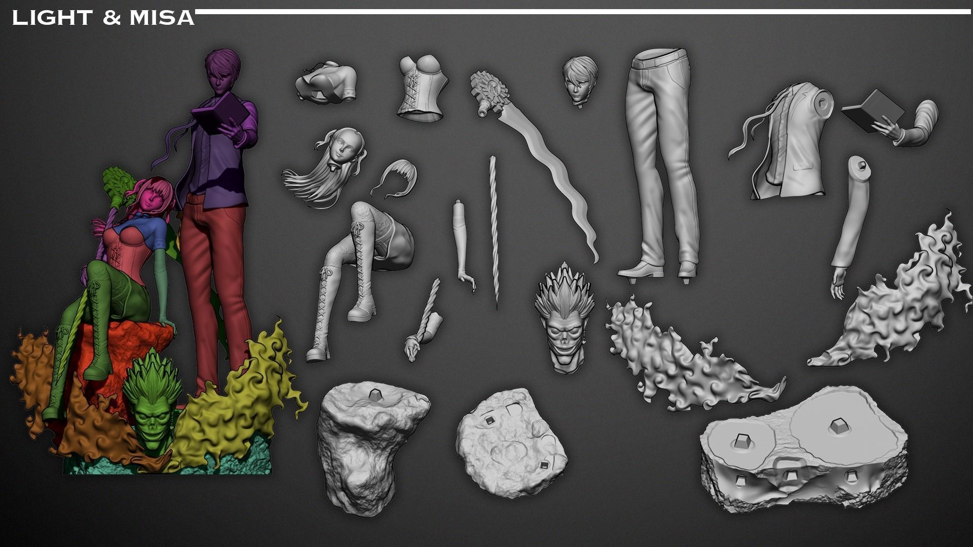 Light and Misa - Death Note 3D print model_7