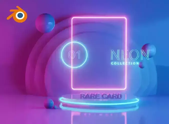 Neon Blender NFT PODIUM animated template 3D model