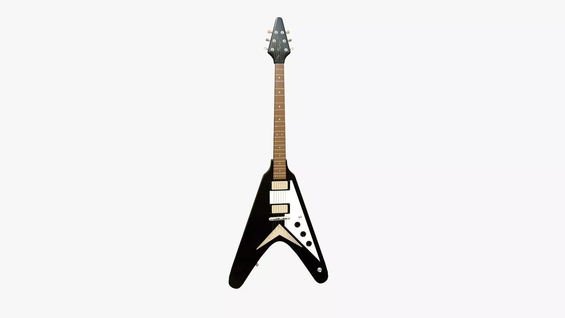 Electric Guitar D01 Black - Music Instrument Design Low-poly 3D model_0